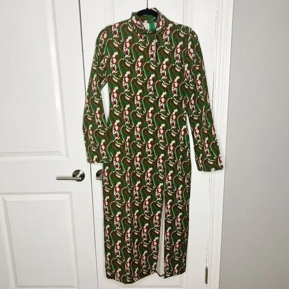 NWT Blogger Fav ZARA Retro PRINTED MIDI DRESS GREEN Sz M - Picture 12 of 12